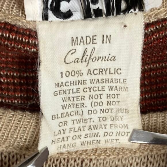 Vintage CAL KNITS Sweater Tunic Vest Cape Poncho M Aztec Western Folk Native - Picture 10 of 12